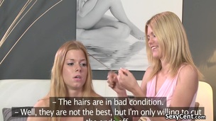Hair brush and lesbo teen fucking