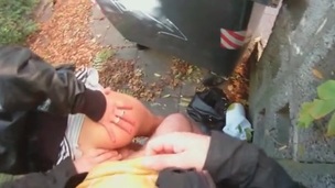 Making love behind a dumpster with a teen slut